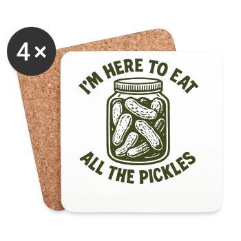 I'm here to eat all the cucumbers. Funny Gur - Coasters (set of 4) - white - Front
