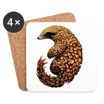 Pangolin Schuppentier Tannenzapfentier Pangoline - Untersetzer (4er-Set) - Weiß - Vorne
