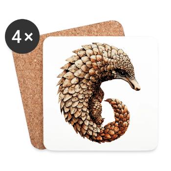 Pangolin Schuppentier Tannenzapfentier Pangoline - Untersetzer (4er-Set) - Weiß - Vorne