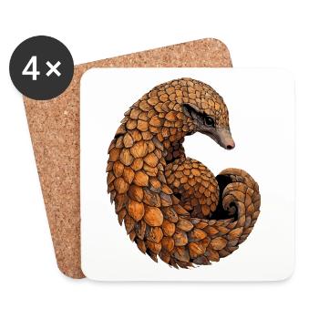 Pangolin Schuppentier Tannenzapfentier Pangoline - Untersetzer (4er-Set) - Weiß - Vorne