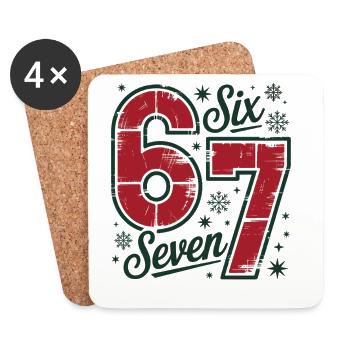 Festif 6 7 Rétro Noël Thème - Dessous de verre (lot de 4) - blanc - Devant