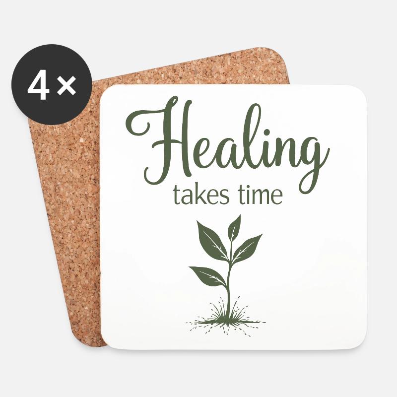 Healing takes time Achtsamkeit Geduld - Untersetzer (4er-Set) - Weiß