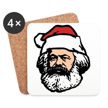 Karl Marx Weihnachtsmann | Silhouette – klassisch - Untersetzer (4er-Set) - Weiß - Vorne