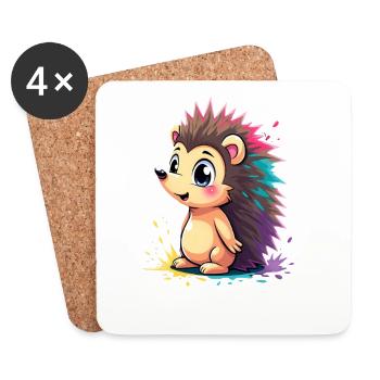 Rainbow spine hedgehog - Coasters (set of 4) - white - Front