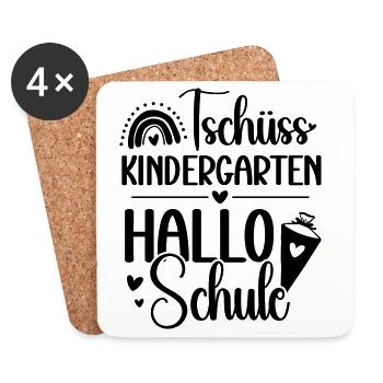 Hallo Schule – Schulkind 2026 - Erster Schultag - Untersetzer (4er-Set) - Weiß - Vorne