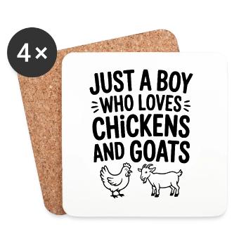 Juste un garçon qui aime les poulets et les chèvres - Dessous de verre (lot de 4) - blanc - Devant