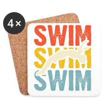 Schwimmen Wassersport Schwimmer Geschenke - Untersetzer (4er-Set) - Weiß - Vorne