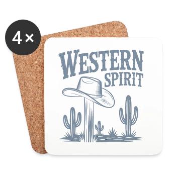 Western Spirit – Vintage Cowboy - Untersetzer (4er-Set) - Weiß - Vorne