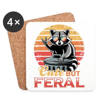Funny Raccoon - Untersetzer (4er-Set) - Weiß - Vorne