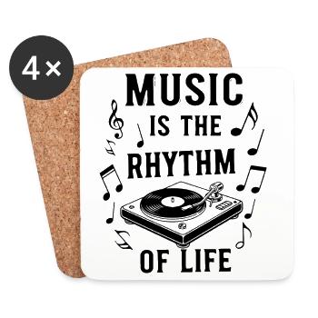 Vinyl Night Turntable Sketch - Coasters (set of 4) - white - Front