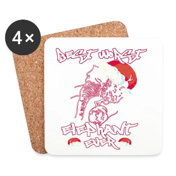 Pire citation cadeau d’éléphant de tous les temps - Dessous de verre (lot de 4) - blanc - Devant