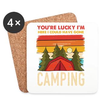 Camping Retro Sunset - Coasters (set of 4) - white - Front