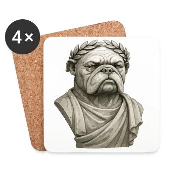 Bouledogue romain empereur en marbre statue buste Art - Dessous de verre (lot de 4) - blanc - Devant