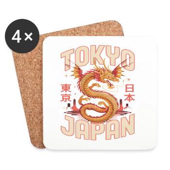 Tokyo Japan Drachen Abenteuer Skyline - Untersetzer (4er-Set) - Weiß - Vorne