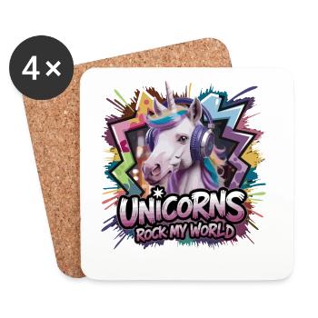 Licornes Rock My World Motif Imaginatif - Dessous de verre (lot de 4) - blanc - Devant