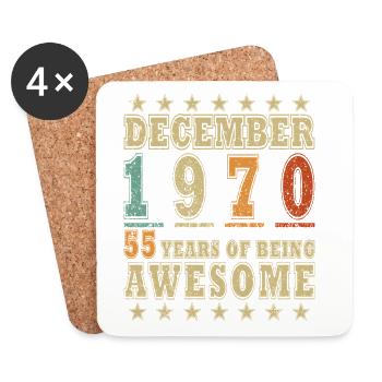 1970 Dezember 1970 Jubiläum Dezember 1970 - Untersetzer (4er-Set) - Weiß - Vorne