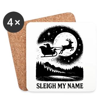 Traîneau Mon nom Père Noël Amusement de Noël - Dessous de verre (lot de 4) - blanc - Devant