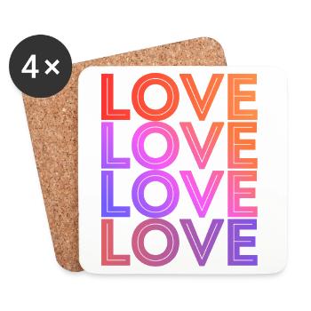 LOVE Liebe Text Schrift Design Farbverlauf Typo - Untersetzer (4er-Set) - Weiß - Vorne