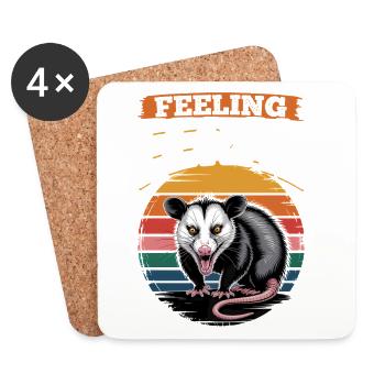 Funny Opossum - Coasters (set of 4) - white - Front