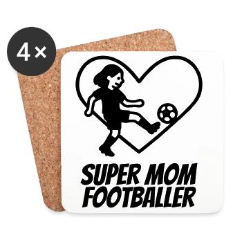 Super Mama Fußballerin – Herz Design - Untersetzer (4er-Set) - Weiß - Vorne