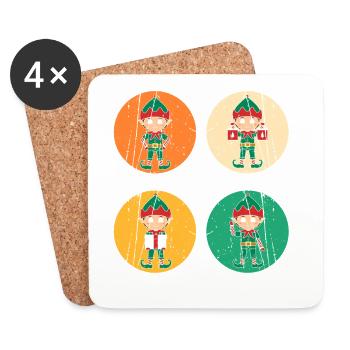 Weihnachtsmann Weihnachtself Weihnachten - Untersetzer (4er-Set) - Weiß - Vorne