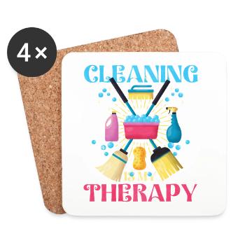 Le ménage, c’est ma thérapie - Dessous de verre (lot de 4) - blanc - Devant