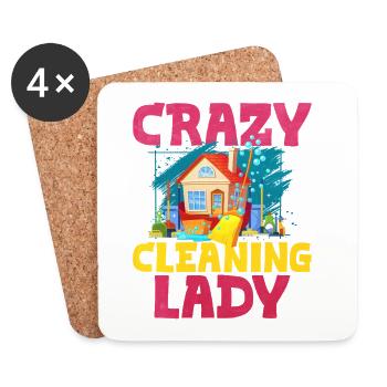 Crazy Cleaning Lady - Coasters (set of 4) - white - Front