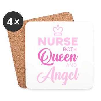 Nurse Queen Angel Typography - Untersetzer (4er-Set) - Weiß - Vorne