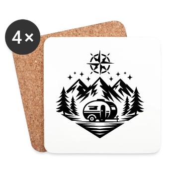 Camping - Untersetzer (4er-Set) - Weiß - Vorne