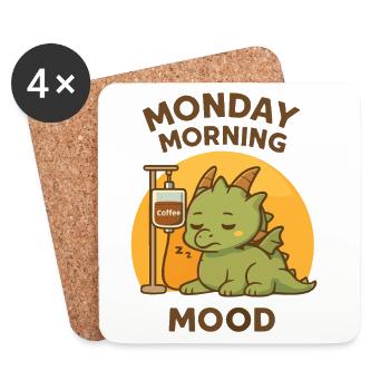 Tired Dragon Monday Morning Coffee Mood - Coasters (set of 4) - white - Front