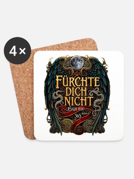 FÜRCHTE DICH NICHT Bibel Jesaja 41,10 Fantasy - Untersetzer (4er-Set) - Weiß
