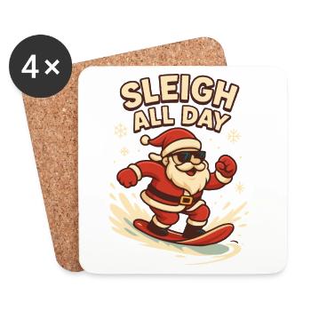 Schlitten-Alltags-Weihnachtsspaß - Untersetzer (4er-Set) - Weiß - Vorne