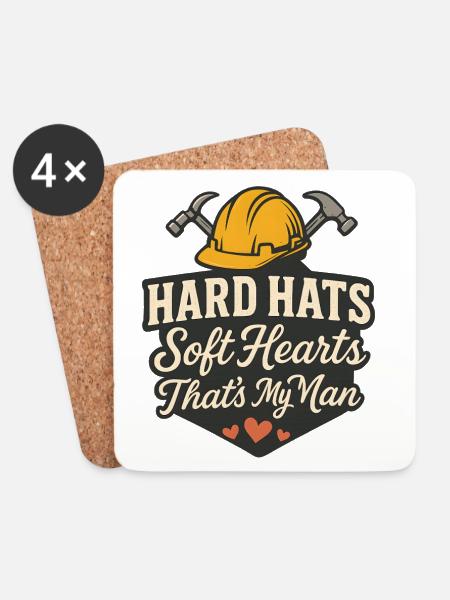 Harte Helme Weiche Herzen Mein Mann - Untersetzer (4er-Set) - Weiß