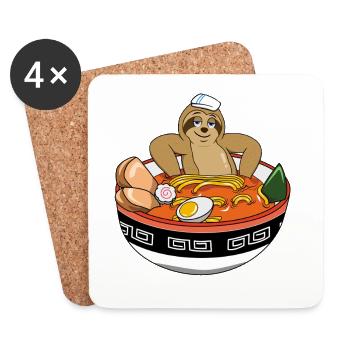 Faulheit entspannt sich in einer japanischen Ramen-Schüssel - Untersetzer (4er-Set) - Weiß - Vorne