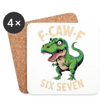 Kräischen Dino Sechs Sieben - Untersetzer (4er-Set) - Weiß - Vorne