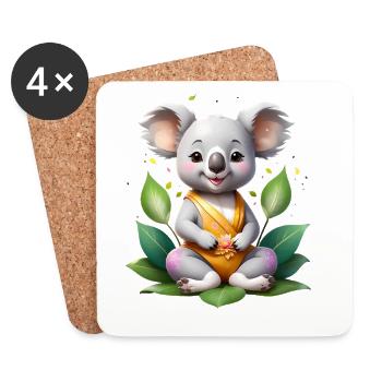 Small koala in a circle of leaves - Coasters (set of 4) - white - Front