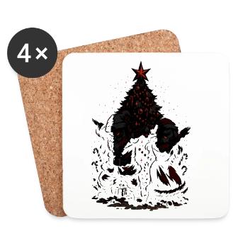 Tamponnement du Père Noël, chemise de couple, drôle - Dessous de verre (lot de 4) - blanc - Devant