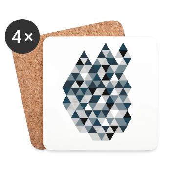 Blaue Dreiecks Mosaik  Geometry Triangles  - Untersetzer (4er-Set) - Weiß - Vorne