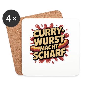 Le currywurst vous rend piquant – un discours humoristique pour désigner - Dessous de verre (lot de 4) - blanc - Devant