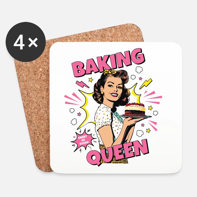 Backen Torte Backkönigin Backfee Bäckerin Pop Art - Untersetzer (4er-Set) - Weiß