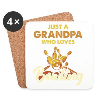 Motif du grand-père adore le bowling - Dessous de verre (lot de 4) - blanc - Devant