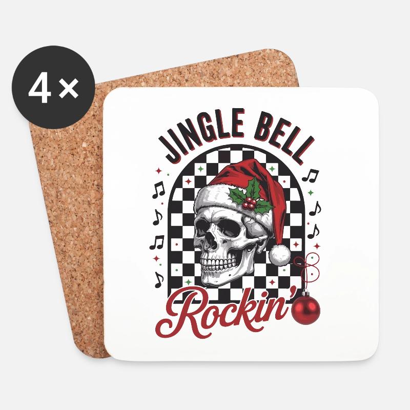 Jingle Bell Rockin - Untersetzer (4er-Set) - Weiß