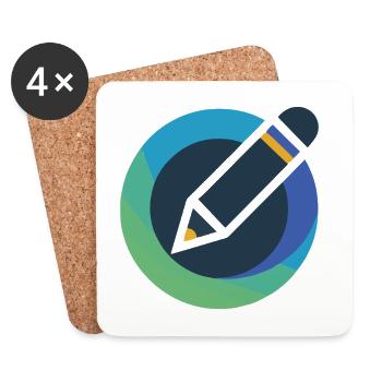 Abstract Circle Pencil Emblem - Coasters (set of 4) - white - Front