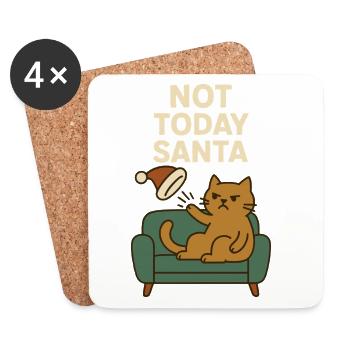 Pas aujourd’hui Humour drôle de chat de Noël - Dessous de verre (lot de 4) - blanc - Devant