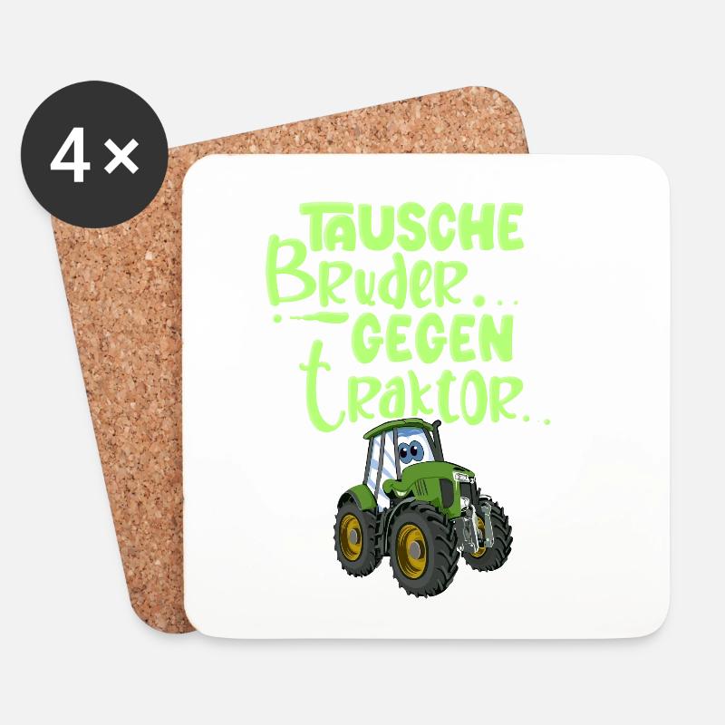 Tausche Bruder Gegen Traktor - Untersetzer (4er-Set) - Weiß