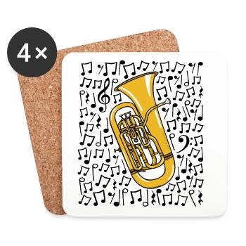Euphonium-Musikanmerkungen Blechbläser - Untersetzer (4er-Set) - Weiß - Vorne