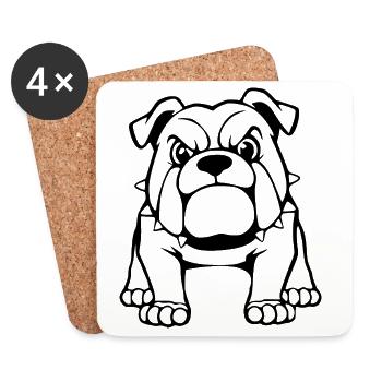 schwarze Bulldogge Geschenk Weihnachten - Untersetzer (4er-Set) - Weiß - Vorne