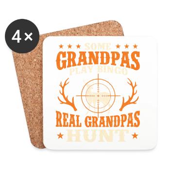 Citation de la chasse de vrai grand-père sur la chasse drôle en plein air - Dessous de verre (lot de 4) - blanc - Devant