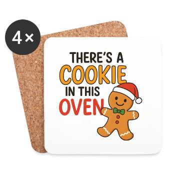 Cookie in the Oven funny Christmas motif - Coasters (set of 4) - white - Front