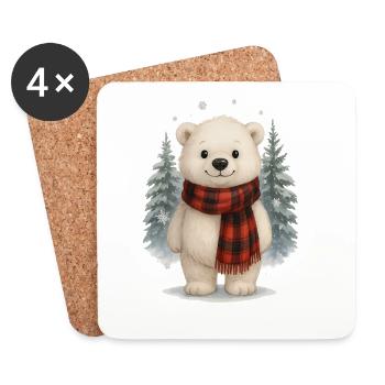 Cute polar bear winter christmas - Coasters (set of 4) - white - Front